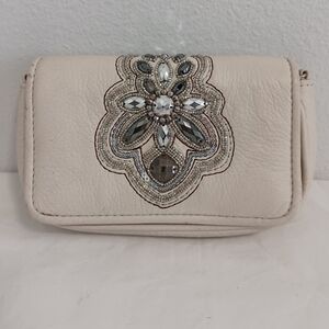 Brighton Anju Phone Case Cream Silver Top Closure Magnetic Flap CrossbodyNoStrap